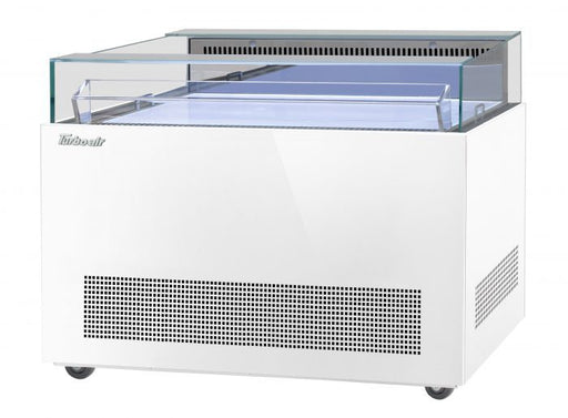 Turbo Air TOS-50NN-W 50" White Horizontal Open Display Merchandiser / Air Curtain Sandwich and Cheese Display Case – 1 Level, 115v - Donut-Supplies.Com