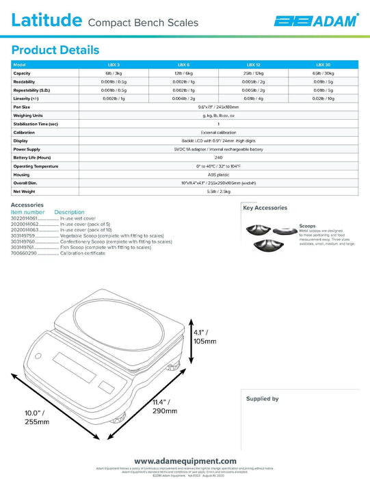 Latitude Compact Bench Scale LBX 6 - Donut-Supplies.Com
