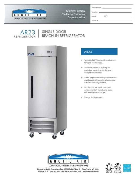 Arctic Air AF23 1 Door Reach-In Freezer - Donut-Supplies.Com