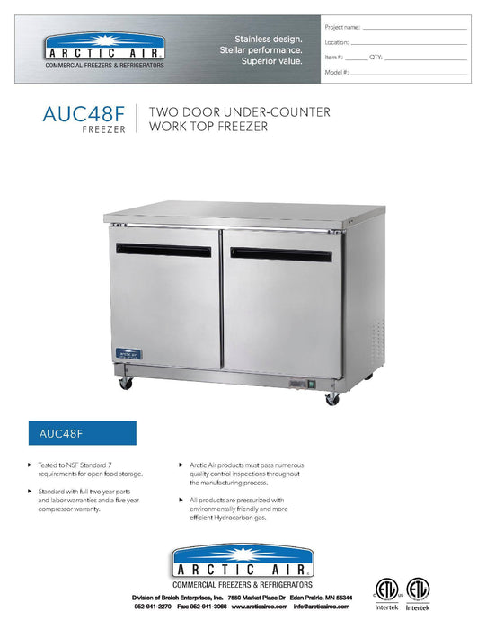 Arctic Air AUC48F 48" Under-counter Freezer - Donut-Supplies.Com