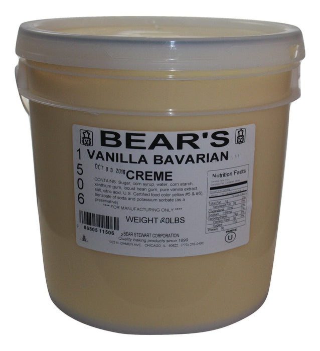 Bear Stewart Vanilla Bavarian Creme Pastry, Pie and Cake Filling- 20 Pound Pail - Donut-Supplies.Com