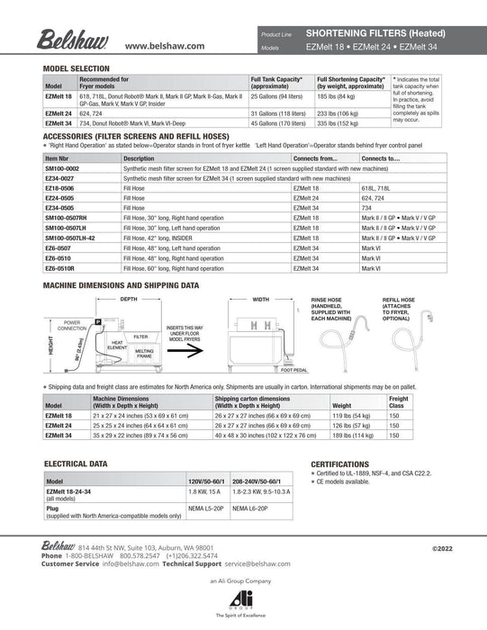 EZMelt 34 (includes rinse and fill hose) - Donut-Supplies.Com