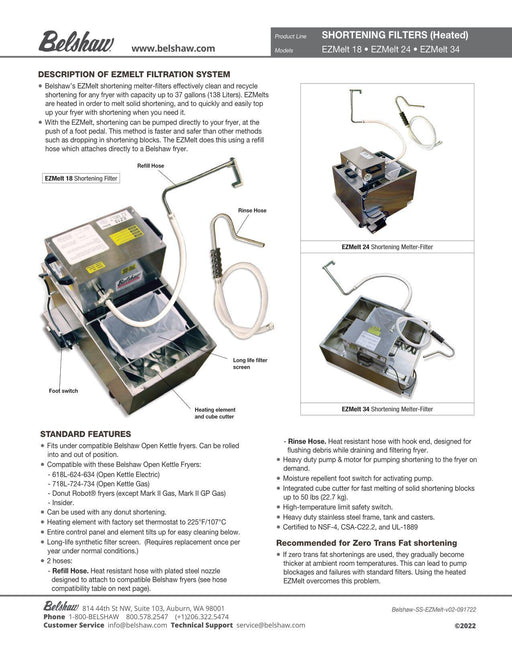 Belshaw EZ MELT 24 (Heated) Shortening Melter-Filter includes fill and rinse hose - Donut-Supplies.Com