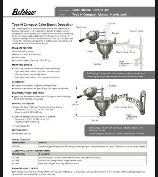 616B Cut-N-Fry for Donuts - Includes Depositor, Plunger, Cylinder, Mount, and Fryer - Donut-Supplies.Com