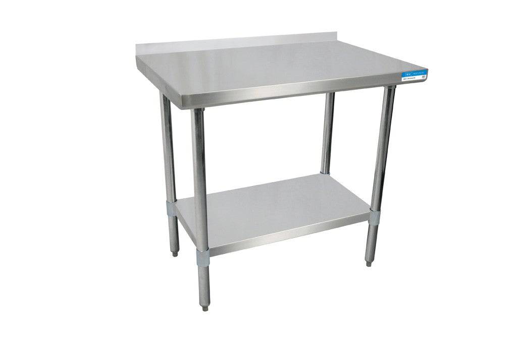 72" X 30" T-430 18 GA Table Stainless Steel Top, Shelf and Legs - Donut-Supplies.Com