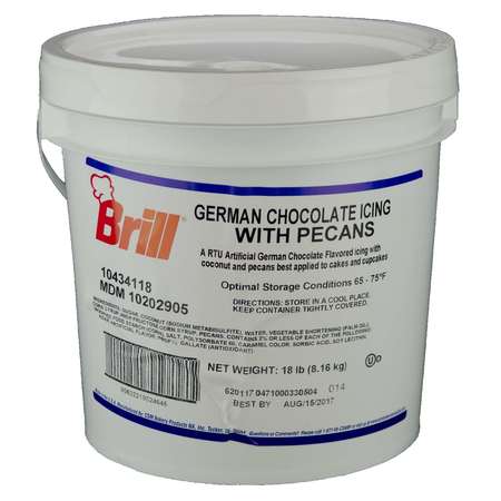 Brill German Chocolate Icing with Pecans 18 pounds RTU - Donut-Supplies.Com