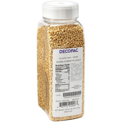 Gold Confetti Quins Sprinkles 19.5 oz - Donut-Supplies.Com