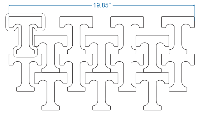 3.5” x 4.0” “T” cutter aluminum by 4 across Rotary Cutter for Machine Use - Donut-Supplies.Com