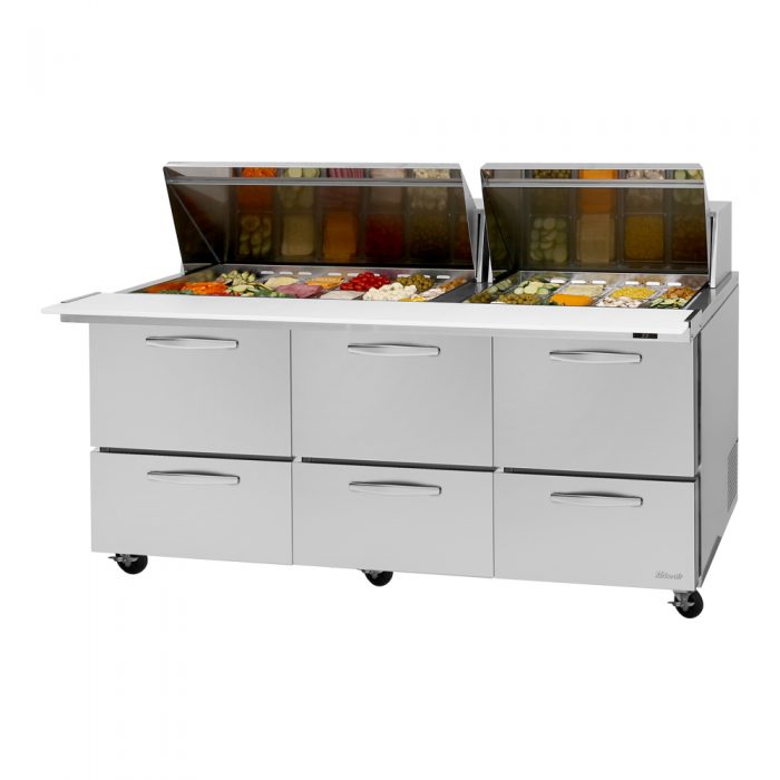 Turbo Air PST-72-30-D6-N 72 5/8" PRO Series Mega Top Sandwich/Salad Prep Table w/ Refrigerated Base - Donut-Equipment.com