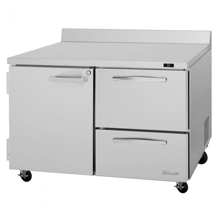 Turbo Air PWR-48-D2R-N 48 1/4" Worktop Refrigerator w/ (2) Sections, 2 Drawers & 1 Solid Door - Donut-Supplies.Com