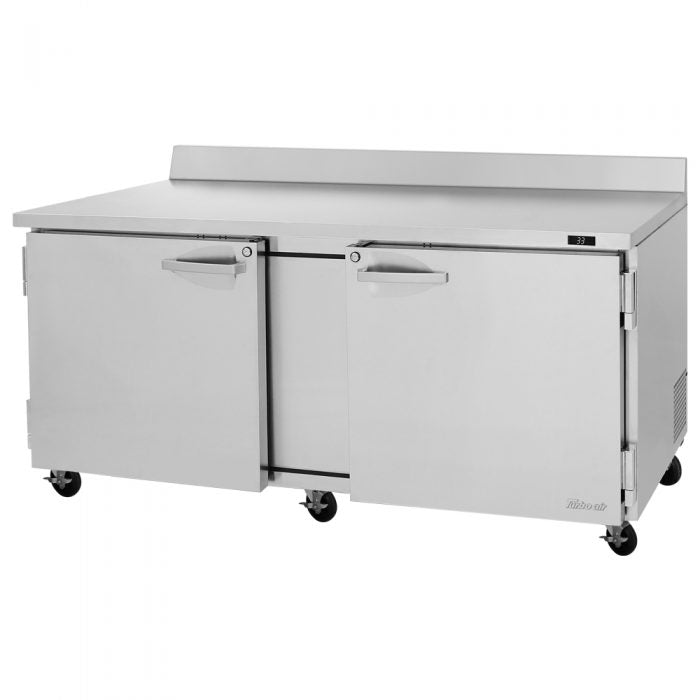 Turbo Air PWR-72-N 72 1/4" Worktop Refrigerator w/ 2 Sections, 2 Solid Doors - Donut-Supplies.Com