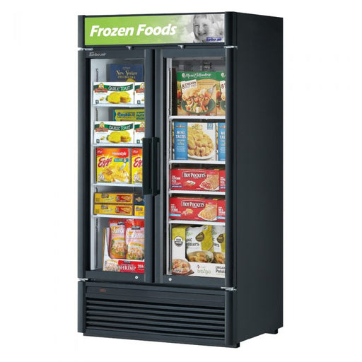 Turbo Air TGF-35SDB-N 39 1/2" Black Super Deluxe Two Section Display Freezer – (2) Swing Doors, LED Lighting, 115v - Donut-Supplies.Com