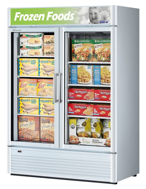 Turbo Air TGF-47SD-N 51 1/8" White Super Deluxe Two Section Display Freezer – (2) Swing Doors, LED Interior, 115v - Donut-Supplies.Com