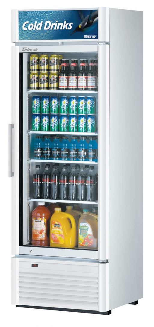 Turbo Air TGM-20SD-N6 27" White Super Deluxe Countertop Refrigerator w/ Glass Swing Door – LED Lighting, Front Access, 115v - Donut-Supplies.Com