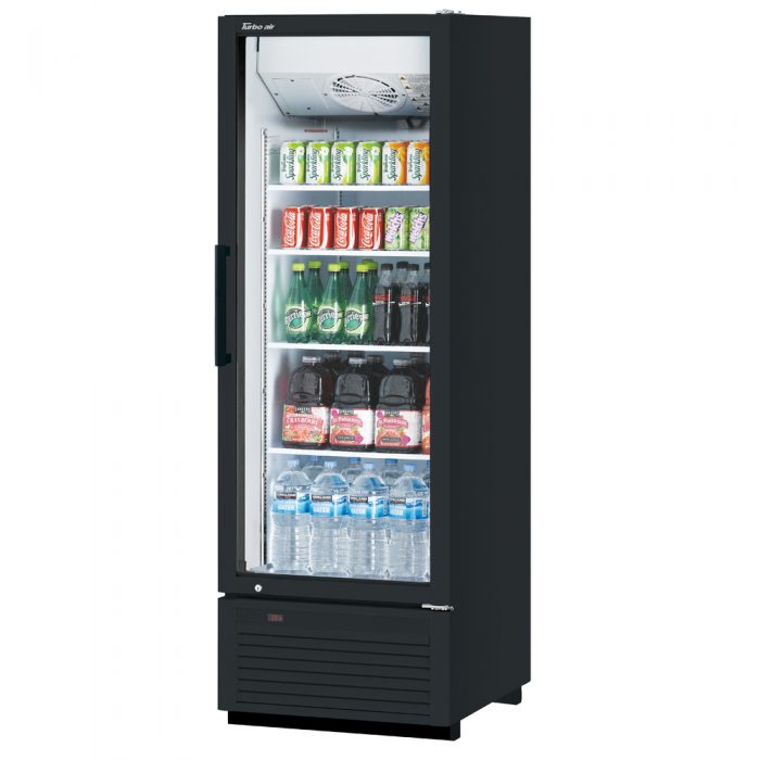 Turbo Air TGM-23SDHB-N6 27" Black Super Deluxe Glass Door Refrigerator – Hinged Door, LED Lighting, 115v - Donut-Supplies.Com