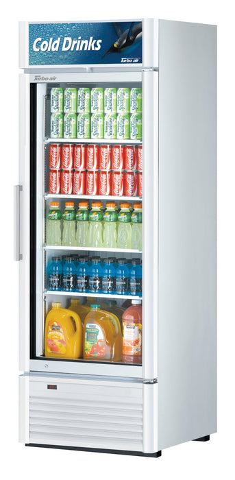 Turbo Air TGM-23SD-N6 27" White Super Deluxe Glass Door Refrigerator – LED Lighting, Front Access, Swing Door, 115v - Donut-Supplies.Com