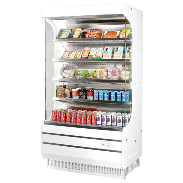 Turbo Air TOM-40W-N 39 1/8" Vertical Open Air Cooler w/ (5) Levels – White Exterior, 115v - Donut-Supplies.Com