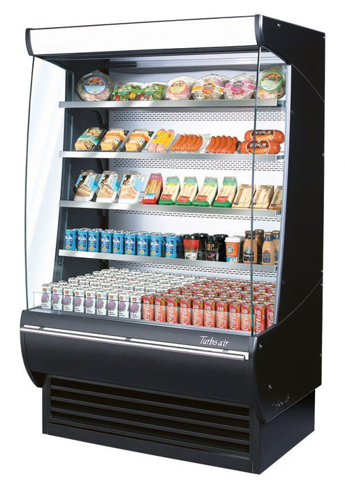 Turbo Air TOM-48DXB-N 48" Vertical Open Air Cooler w/ (5) Levels – Black Exterior, 115v - Donut-Supplies.Com