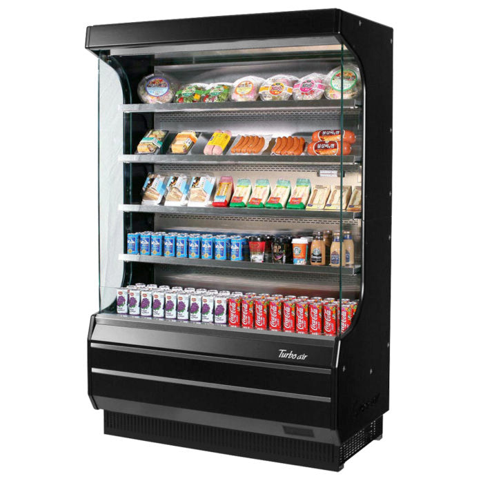 Turbo Air TOM-50B-N 51" Vertical Open Air Cooler w/ (5) Levels – Black Exterior, 115v - Donut-Supplies.Com