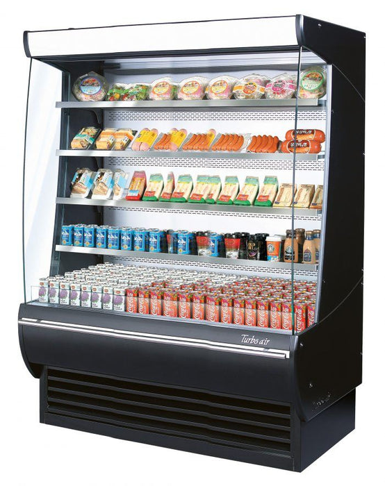 Turbo Air TOM-60DXB-N 60" Vertical Open Air Cooler w/ (5) Levels – Extra Deep, Black Exterior, 115v - Donut-Supplies.Com