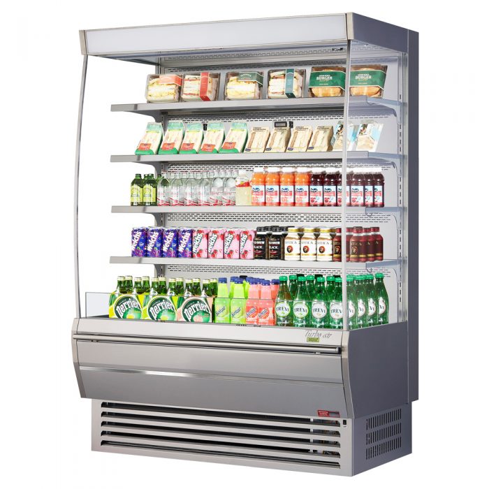 Turbo Air TOM-60DXS-N 60" Stainless Steel Extra Deep Vertical Open Air Cooler w/ (5) Levels, 115v - Donut-Supplies.Com