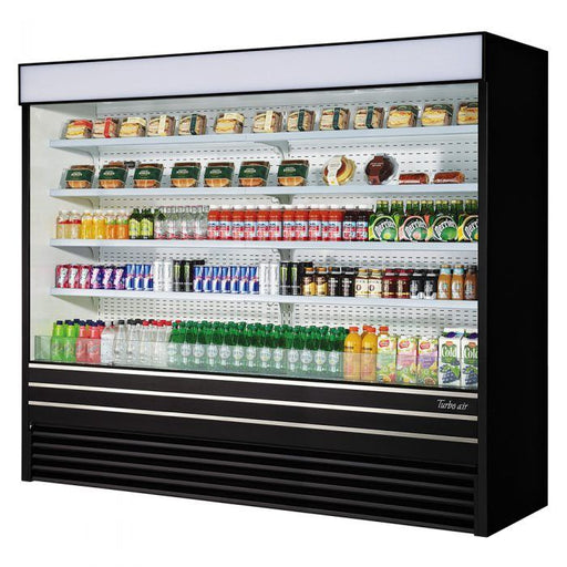 Turbo Air TOM-96EB-N 93" Black Vertical Open Air Cooler w/ (5) Levels, 220v/1ph - Donut-Supplies.Com