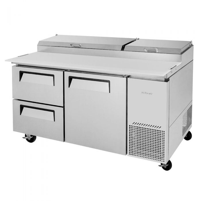 Turbo Air TPR-67SD-D2-N 67" Pizza Prep Table with 1 Door and 2 Drawers - Donut-Equipment.com