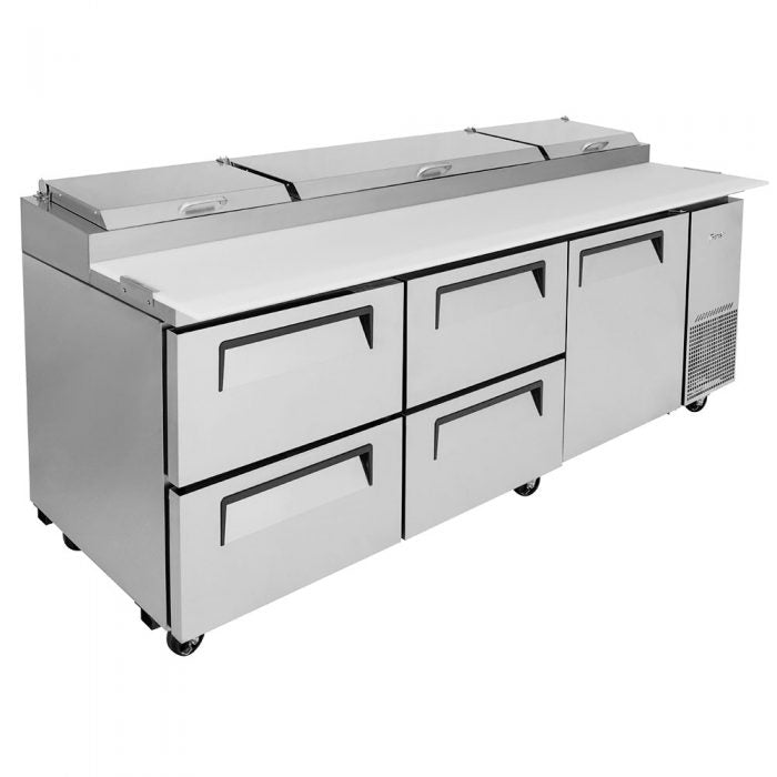 Turbo Air TPR-93SD-D4-N 93" Pizza Prep Table with1 Door and 4 Drawers - Donut-Equipment.com