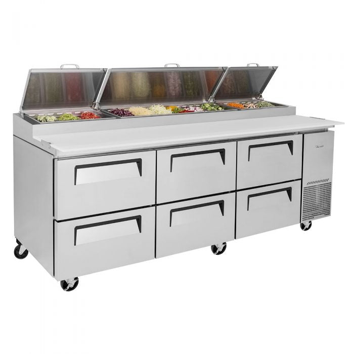 Turbo Air TPR-93SD-D6-N 93" 6 Drawer Pizza Prep Table - Donut-Equipment.com
