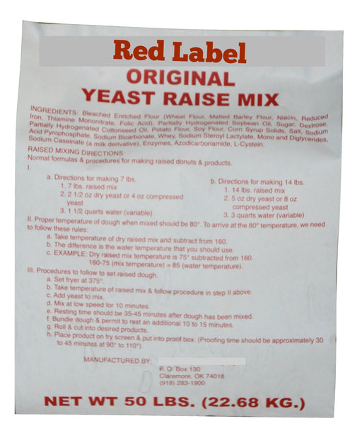 50# Red Label Yeast Raised Donut Mix - Donut-Supplies.Com