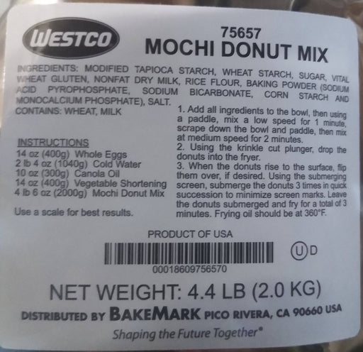 Westco Professional Mochi Donut Mix - 1 60 ounce bag (4.4 lbs) (estimated yield 12 dozen) - Donut-Supplies.Com