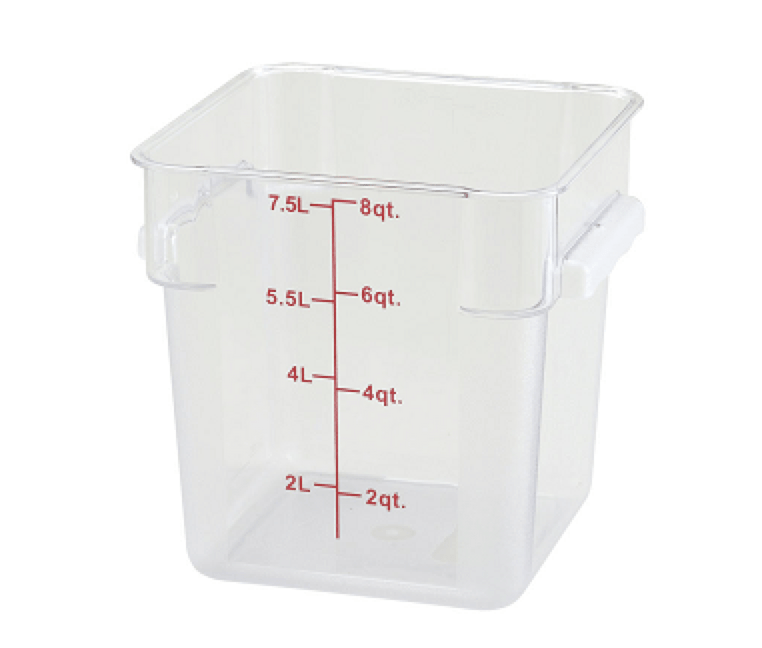 Clear Ingredient Storage Container, 8 quart, square - Donut-Supplies.Com
