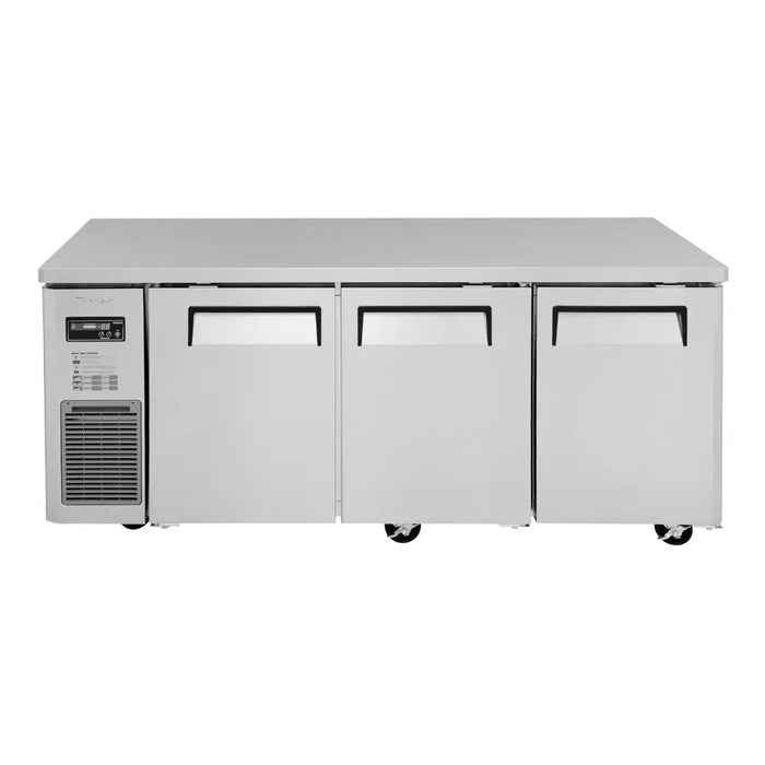 Turbo Air JUR-72S-N6 J Series 72" Narrow Depth Undercounter Refrigerator w/ 3 Sections, Solid Doors & Side Mounted Compressor - Donut-Supplies.Com
