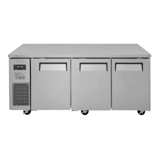 Turbo Air JURF-72-N J Series 70 7/8" Dual Temperature Undercounter Refrigerator/Freezer w/ 3 Sections & Solid Doors - Donut-Supplies.Com