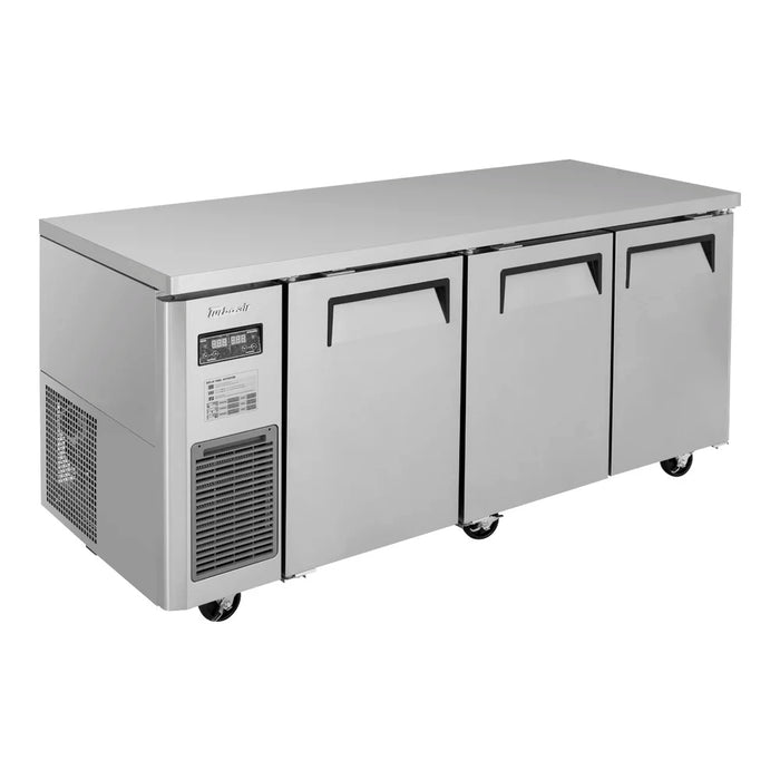 Turbo Air JURF-72-N J Series 70 7/8" Dual Temperature Undercounter Refrigerator/Freezer w/ 3 Sections & Solid Doors - Donut-Supplies.Com