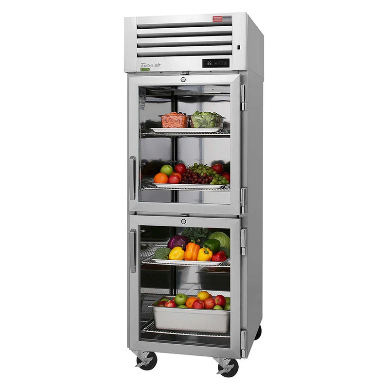 Turbo Air PRO-26-2R-G-N 28 3/4" One Section Reach In Refrigerator, (2) Right Hinge Glass Doors, 115v - Donut-Equipment.com