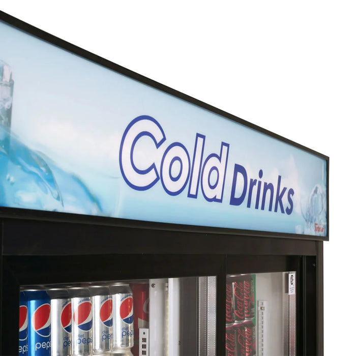 Turbo Air TGM-48RB-N 56" Series Two Section Glass Door Merchandiser - (2) Sliding Doors, Black, 115v - Donut-Supplies.Com