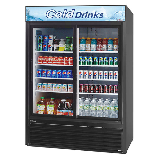 Turbo Air TGM-48RB-N 56" Series Two Section Glass Door Merchandiser - (2) Sliding Doors, Black, 115v - Donut-Supplies.Com