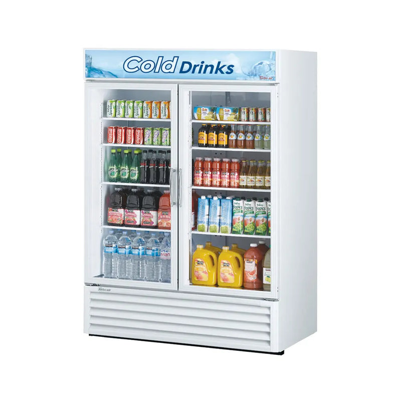Turbo Air TGM-50RS-N 56" Two Section Glass Door Merchandiser - (2) Left/Right Hinge Doors, White, 115v - Donut-Equipment.com
