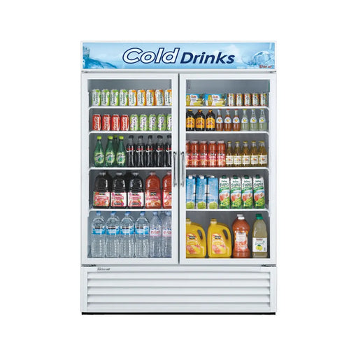 Turbo Air TGM-50RS-N 56" Two Section Glass Door Merchandiser - (2) Left/Right Hinge Doors, White, 115v - Donut-Supplies.Com