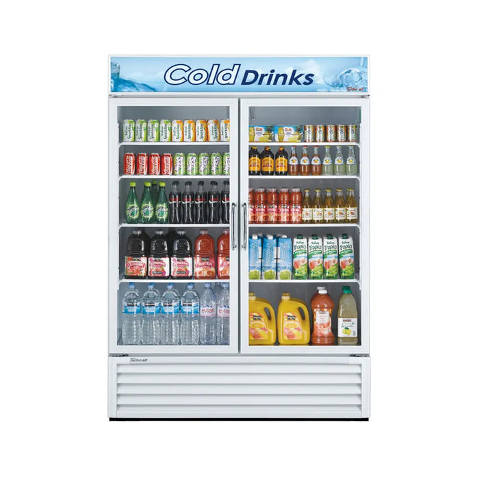 Turbo Air TGM-50RS-N 56" Two Section Glass Door Merchandiser - (2) Left/Right Hinge Doors, White, 115v - Donut-Supplies.Com