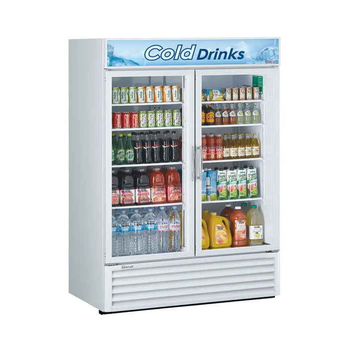 Turbo Air TGM-50RS-N 56" Two Section Glass Door Merchandiser - (2) Left/Right Hinge Doors, White, 115v - Donut-Supplies.Com