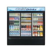 Turbo Air TGM-69RB-N 78" Black Three Section Glass Door Merchandiser Refrigerator – (3) Swing Doors, LED Lighting, 115v - Donut-Equipment.com