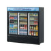 Turbo Air TGM-69RB-N 78" Black Three Section Glass Door Merchandiser Refrigerator – (3) Swing Doors, LED Lighting, 115v - Donut-Supplies.Com