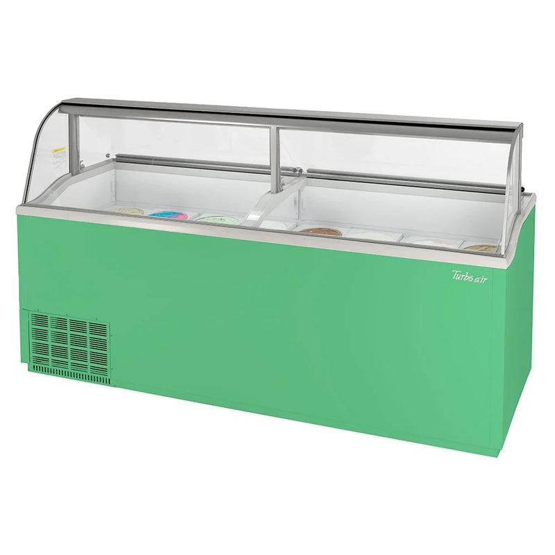 Turbo Air TIDC-91G-N 89" Stand-Alone Ice Cream Freezer w/ (16) 3 gal Tub Capacity - Green, 115v - Donut-Equipment.com
