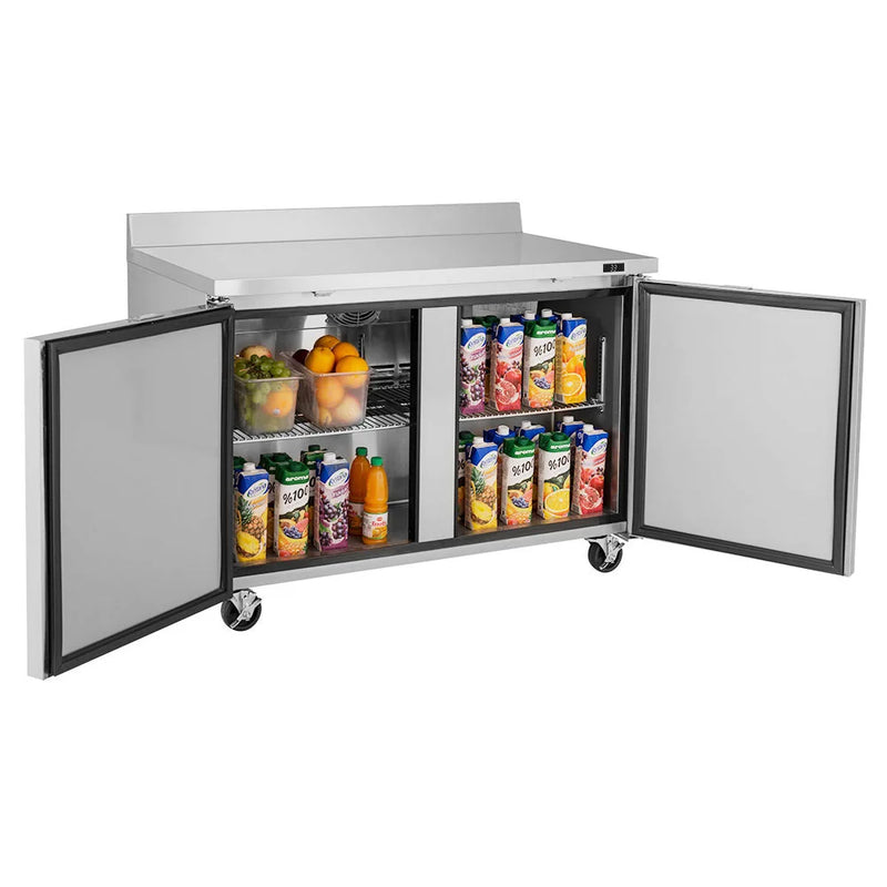 Turbo Air TWR-48SD-N 48 1/4" Super Deluxe Worktop Refrigerator w/ (2) Sections, 2 Solid Doors - Donut-Equipment.com