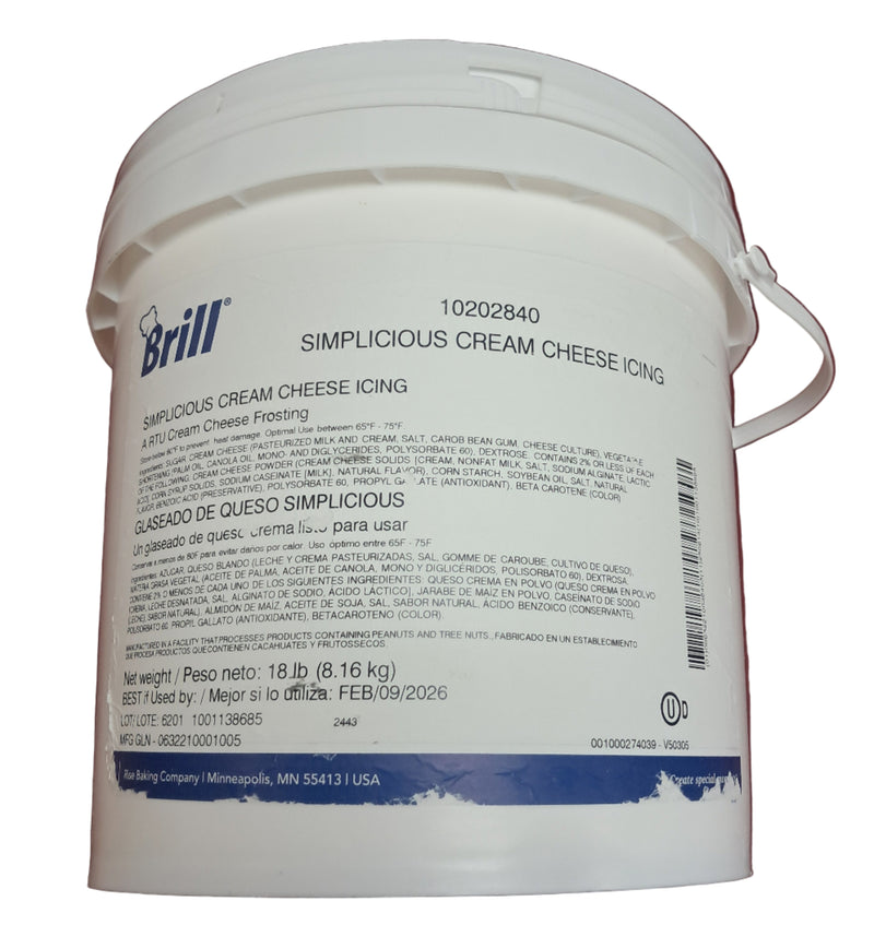 Brill Simplicious Cream Cheese Icing 18 lbs - Donut-Supplies.Com