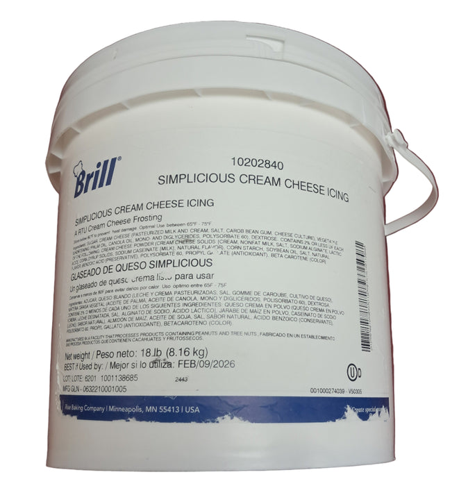 Brill Simplicious Cream Cheese Icing 18 lbs