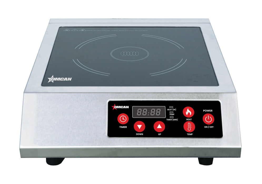 Omcan 3.5 kW Stainless Steel Commercial Countertop Induction Cooker – High-Power Electric Induction Cooktop for Restaurants, Catering & Foodservice Kitchens