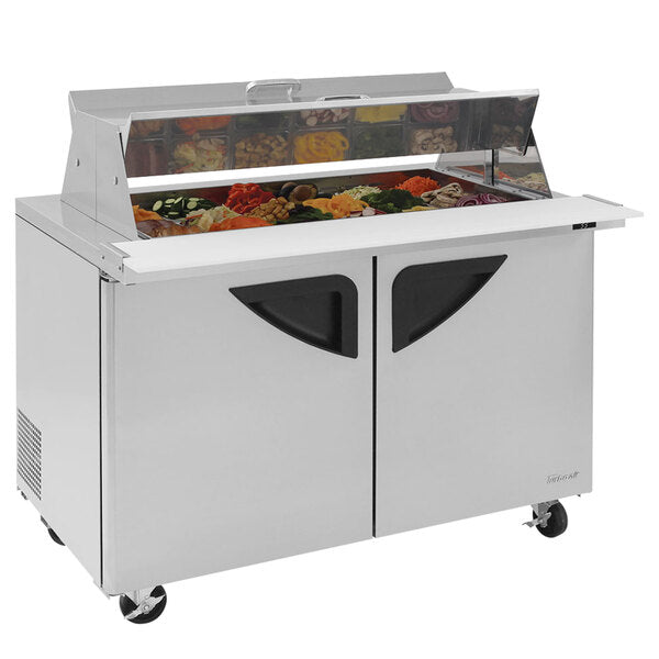 Turbo Air TST-48SD-18-N-DS 48" 2 Door Mega Top Dual Sided Refrigerated Sandwich Prep Table - Donut-Equipment.com